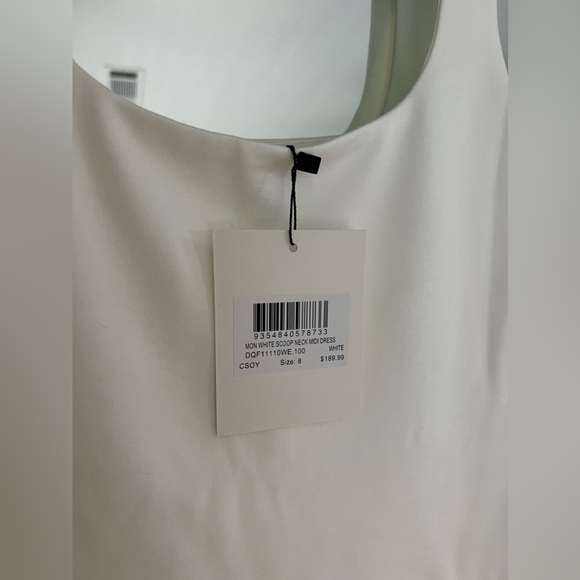 MON WHITE SCOOP NECK MIDI DRESS New size 4 - Picture 8 of 8